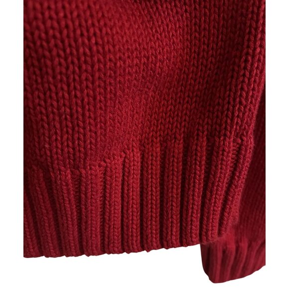 Polo CHAPS Mock Turtle Neck Red Quarter Zip 100% Knit Cotton Sweater Mens Large - Picture 14 of 14